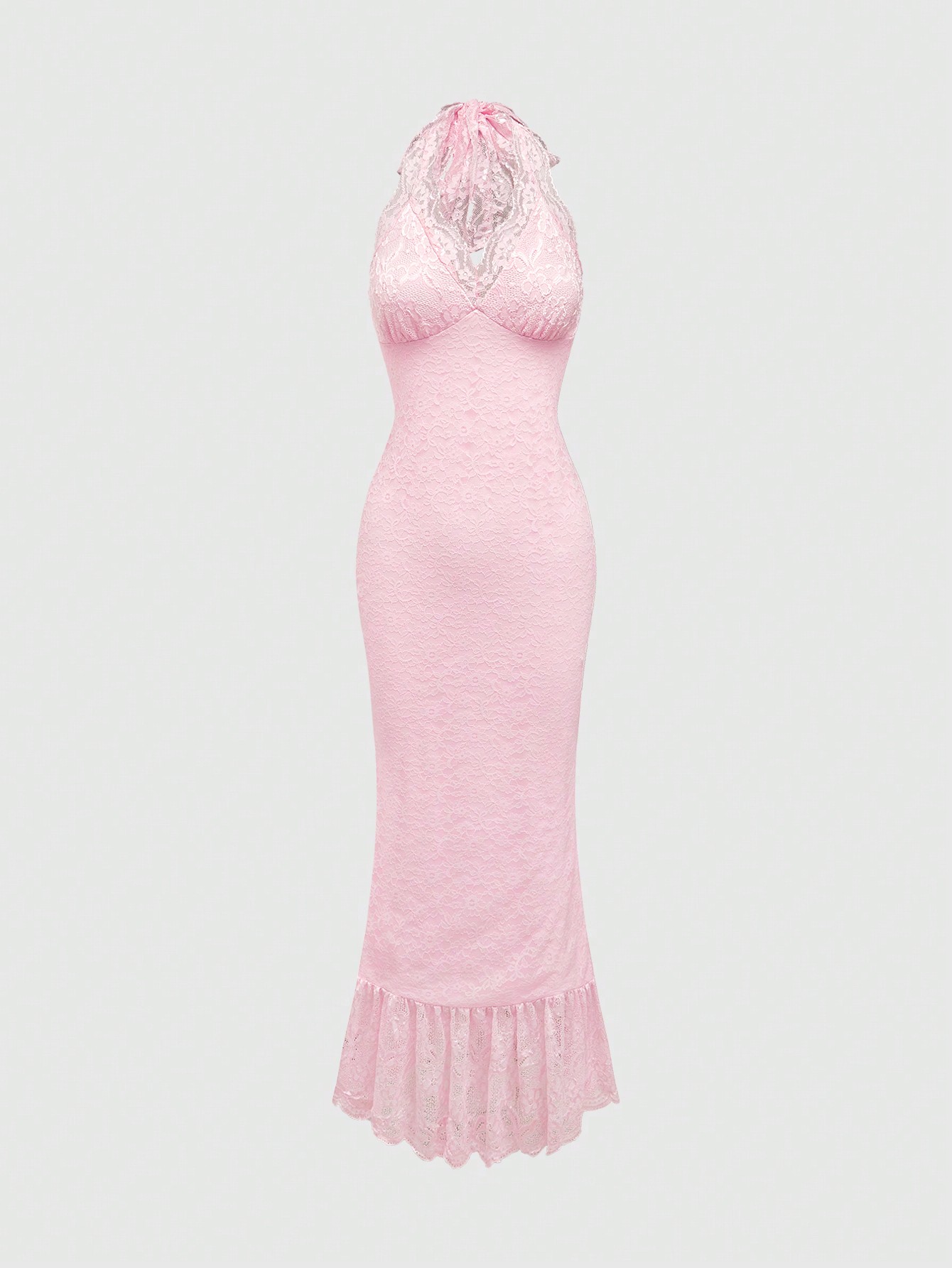 Kawaii Vintage Romantic Sweet Pink Lace Mermaid Dress For Women, For New Year